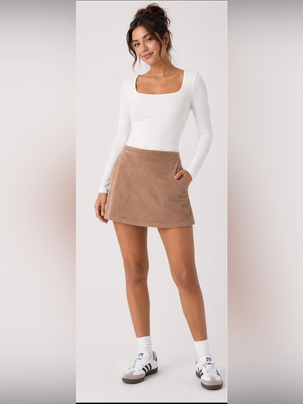 Halara Aura Cord Cloud Mocha Corduroy Skort Size L Stretch